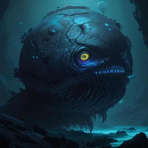 Bioluminescent Abyssal Spawn in Matte Painting Style