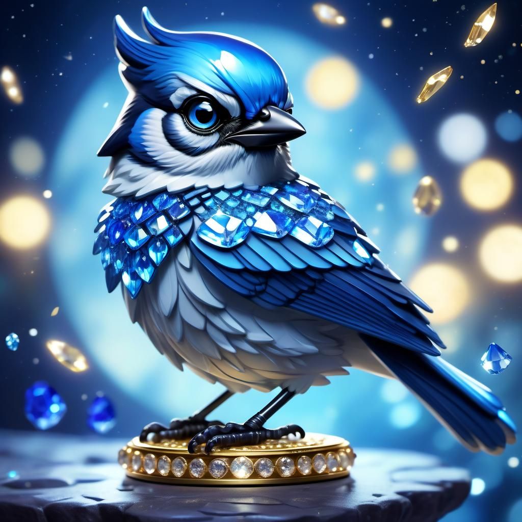 Crystalline Bluejay Figurine: Fantasy Art