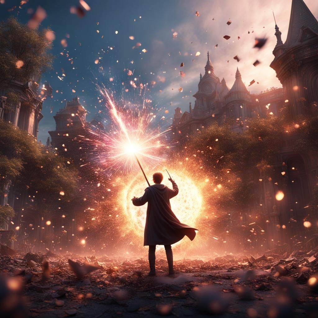 Magical Wand Erupts in Vibrant Confetti and Starry Explosion...