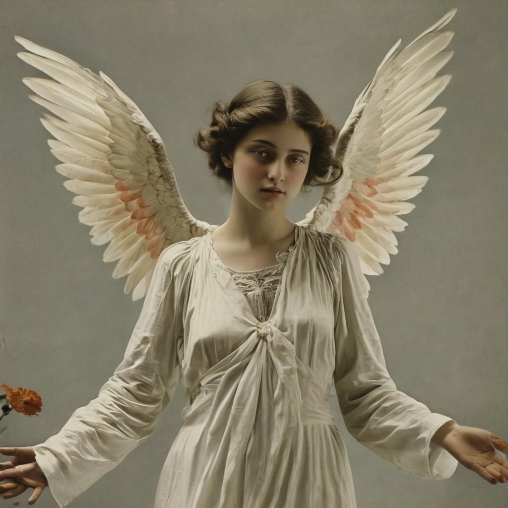 Ethereal Angel in Hand-Colored Pictorialist Style