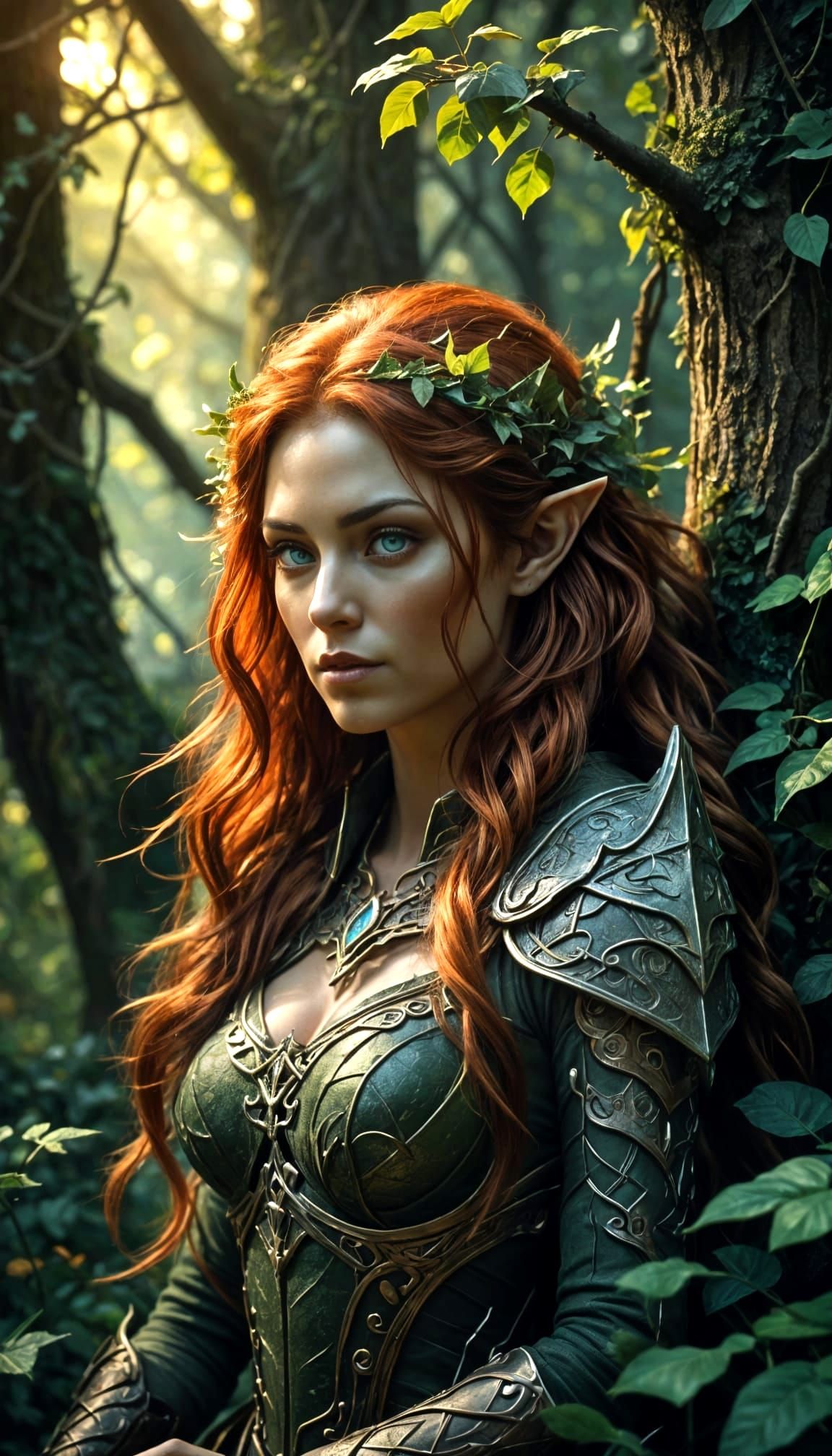 Majestic Night Elf Maiden in Woodland Armor