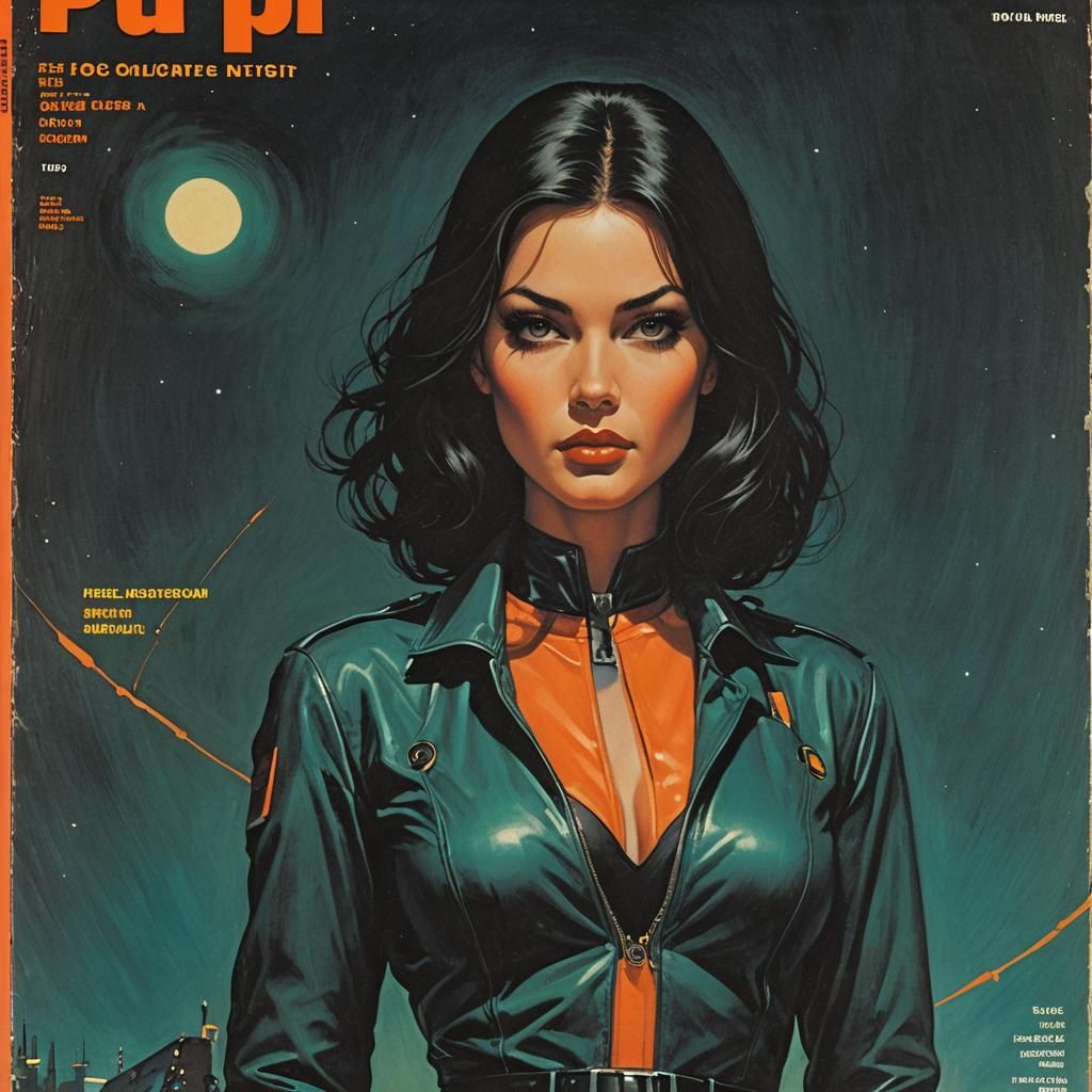 Pulp Magazine Cover: Vigilante in Cyan Night