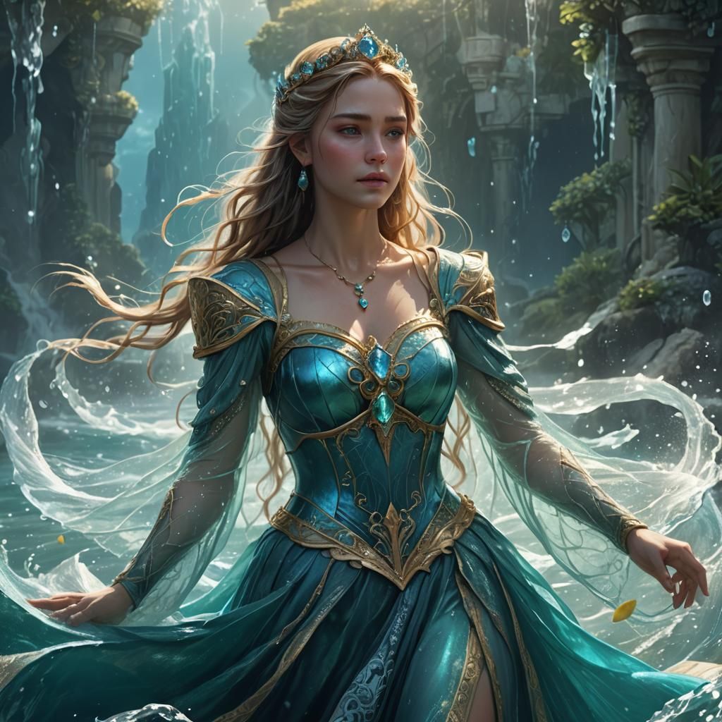 Water Princess Concept Art in Art Nouveau Style