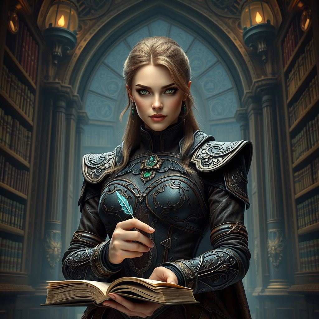 Fantasy Banker in Leather Armor: Digital Art