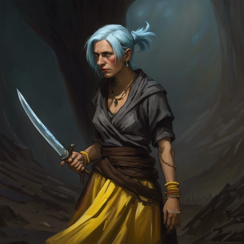Fantasy Adventurer with Dagger in Cinematic Style