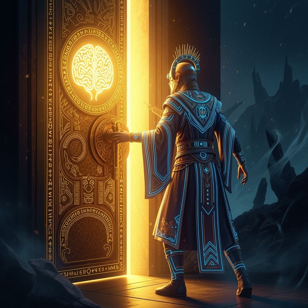 Glowing Golden Door Opens to Brain Light