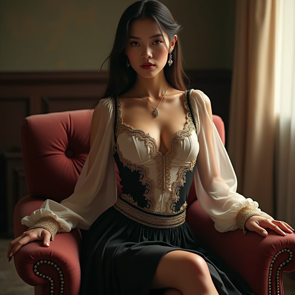 Elegant Female Portrait in High Fashion Outfit