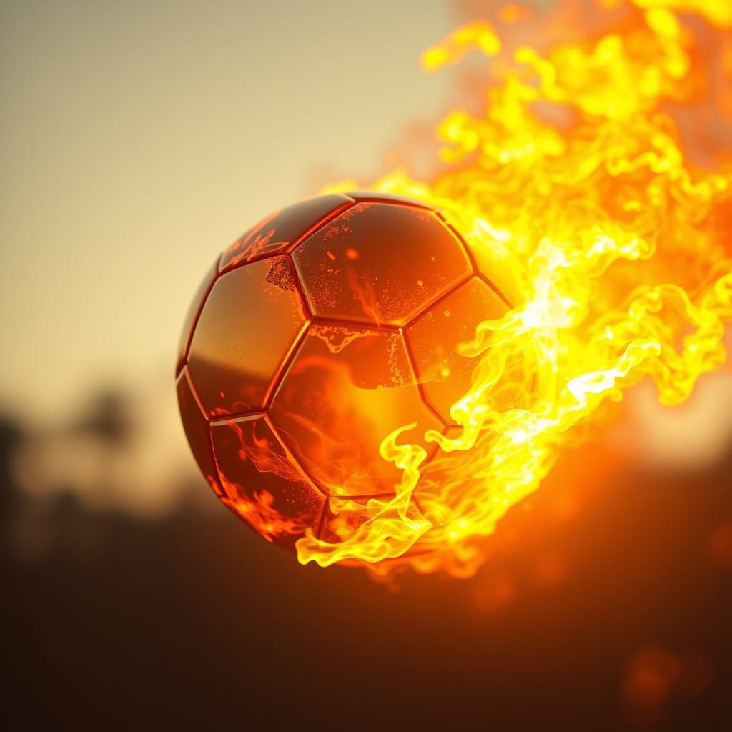 Fiery Soccer Ball in Golden Sunlight