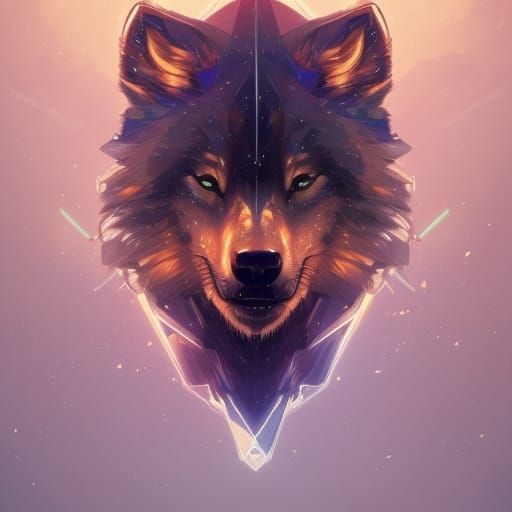 Galaxy Wolves Portrait in Hyperdetailed Concept Art