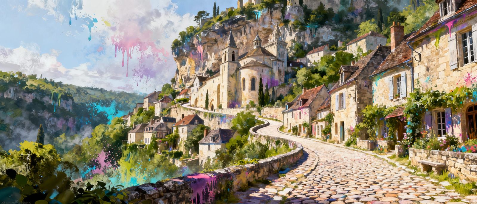 Rocamadour Village France, Dreamlike Soft Lighting, Intricat...