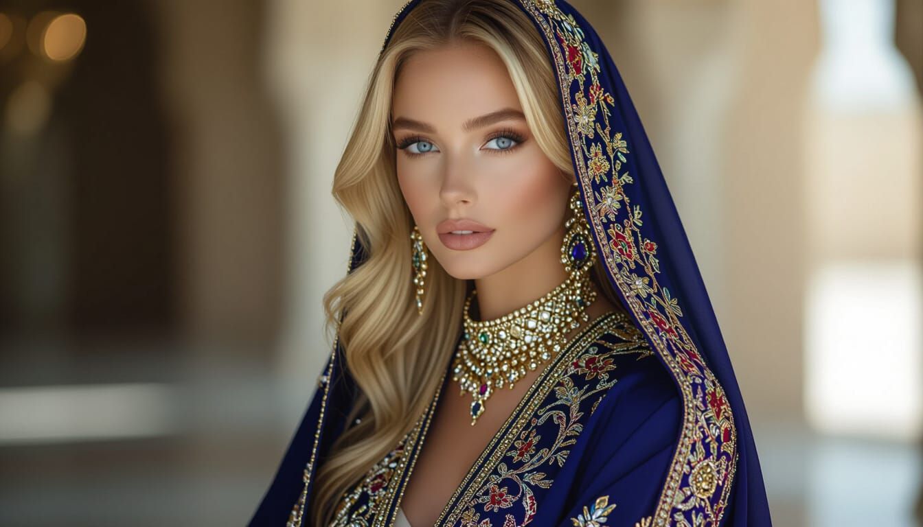 Luxury Abaya Fashion Portrait in Cinematic Style