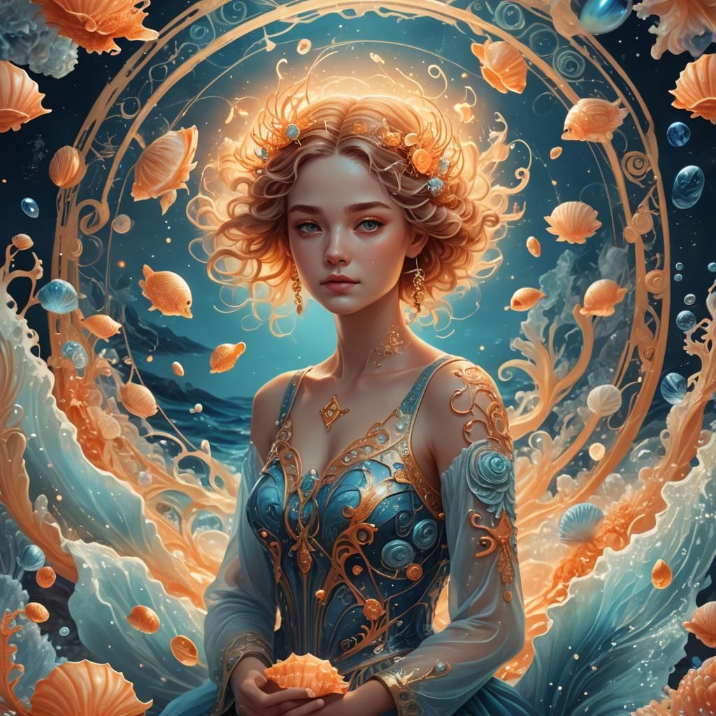 Cancer Zodiac Woman in Dreamy Digital Art