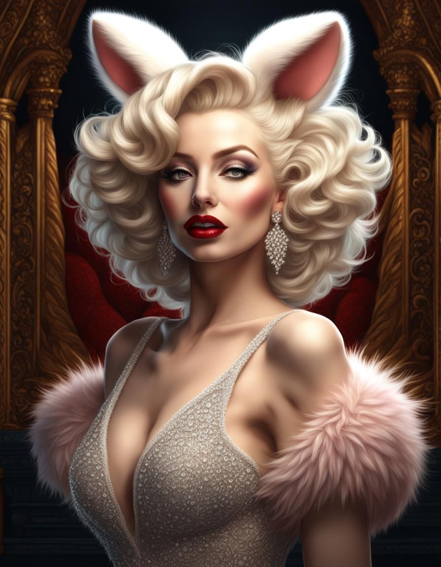 Angora Rabbit as Marilyn Monroe Digital Portrait