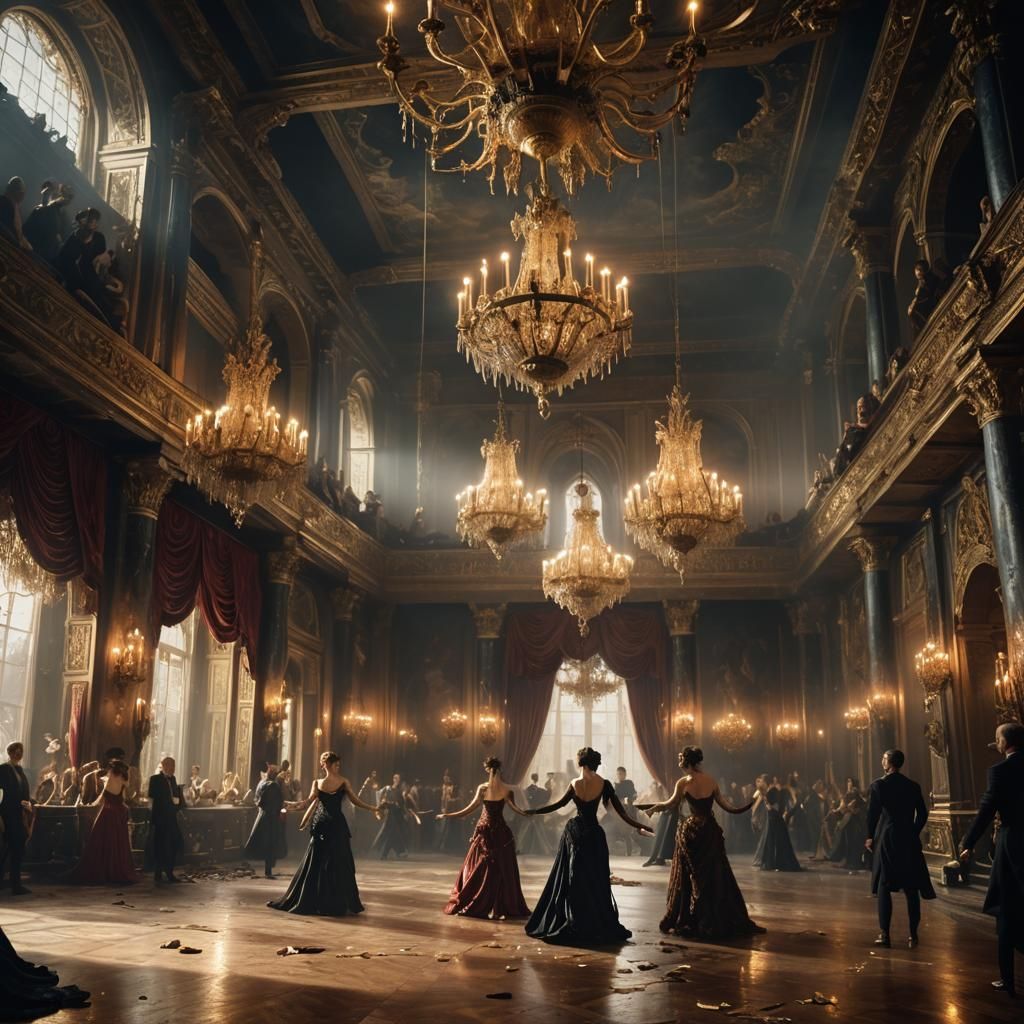 Cursed Dancers in Opulent Ballroom