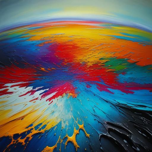 Surreal Ink Splashes in Impasto Oil Painting