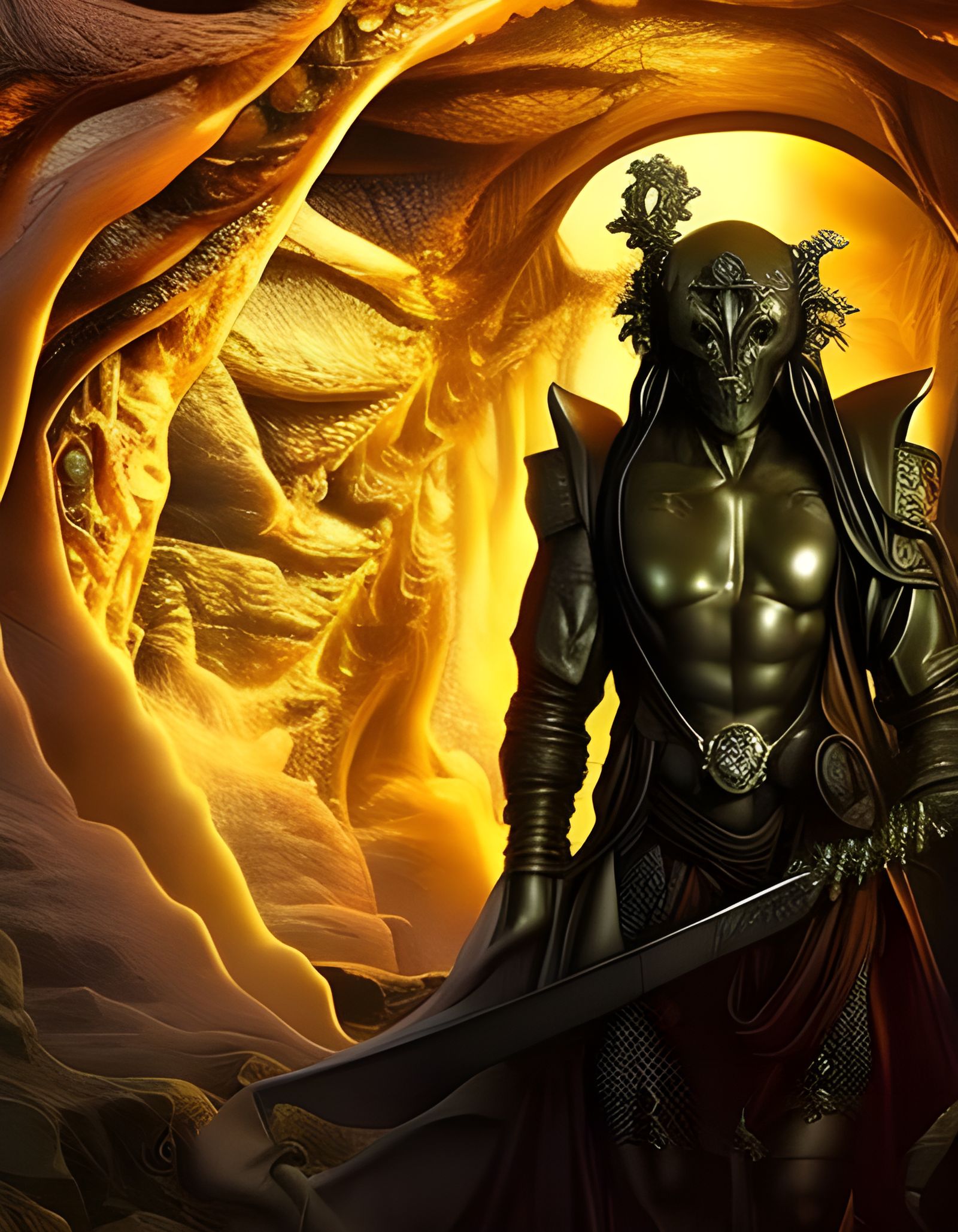 Hyperrealistic Cthulhu God in a Misty Landscape