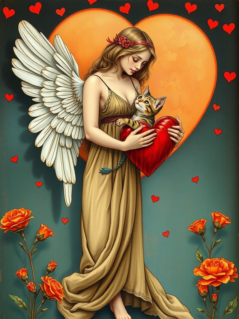 Surreal Valentine Angel in Sensual Romantic Art Style