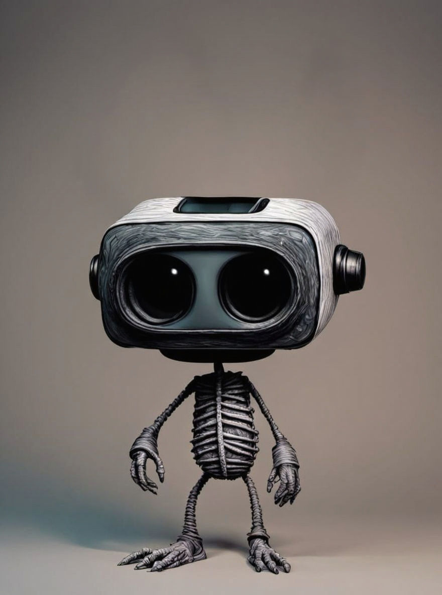 Endearing Miniature Object Head in Scribble Art Style