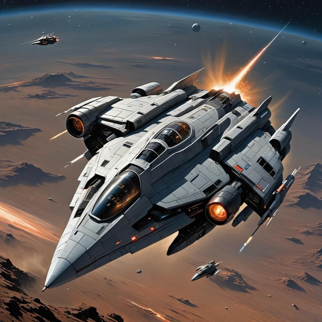 Battlestar Galactica Ship Drifting in Space as Digital Art