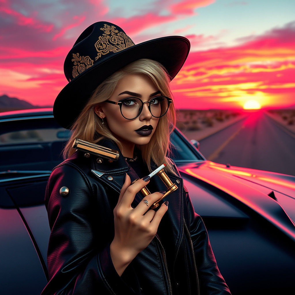 Glamorous Girl with 1970 Dodge Charger