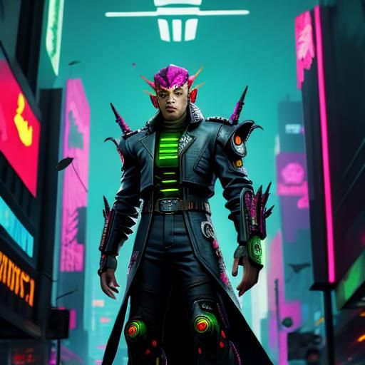 Cyberpunk dragon man