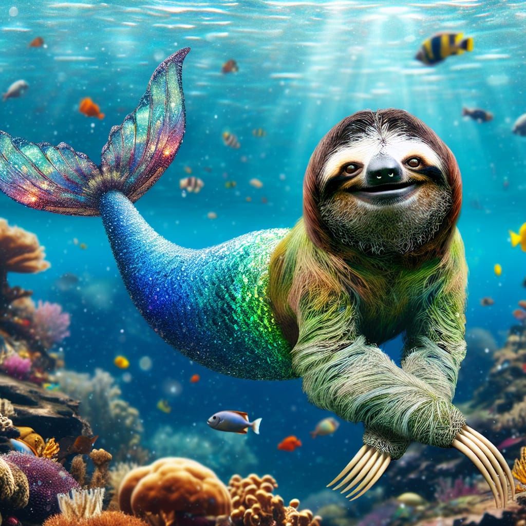 Enchanting MerSloth Swimming Gracefully Underwater