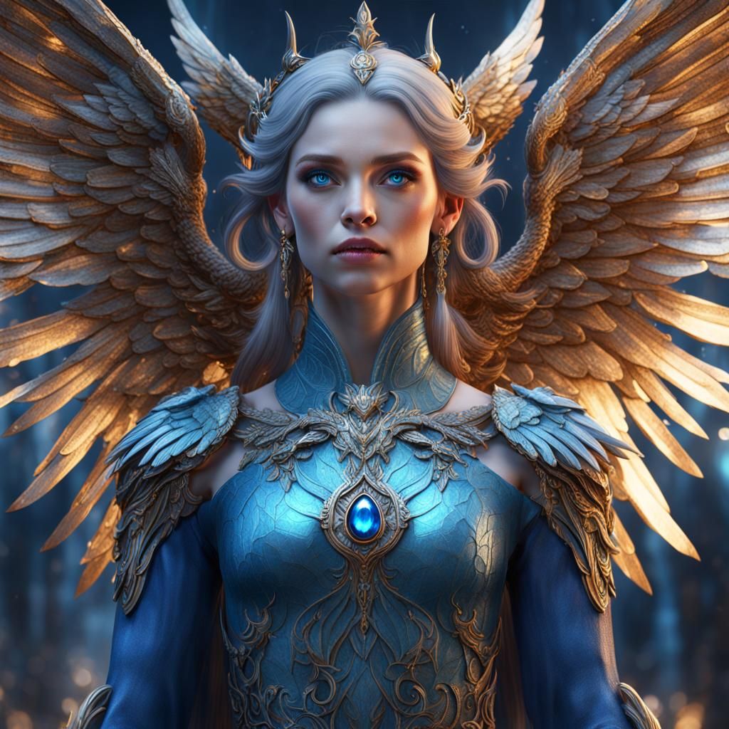 Mythical Glass Woman with Wings in Fantasy Art