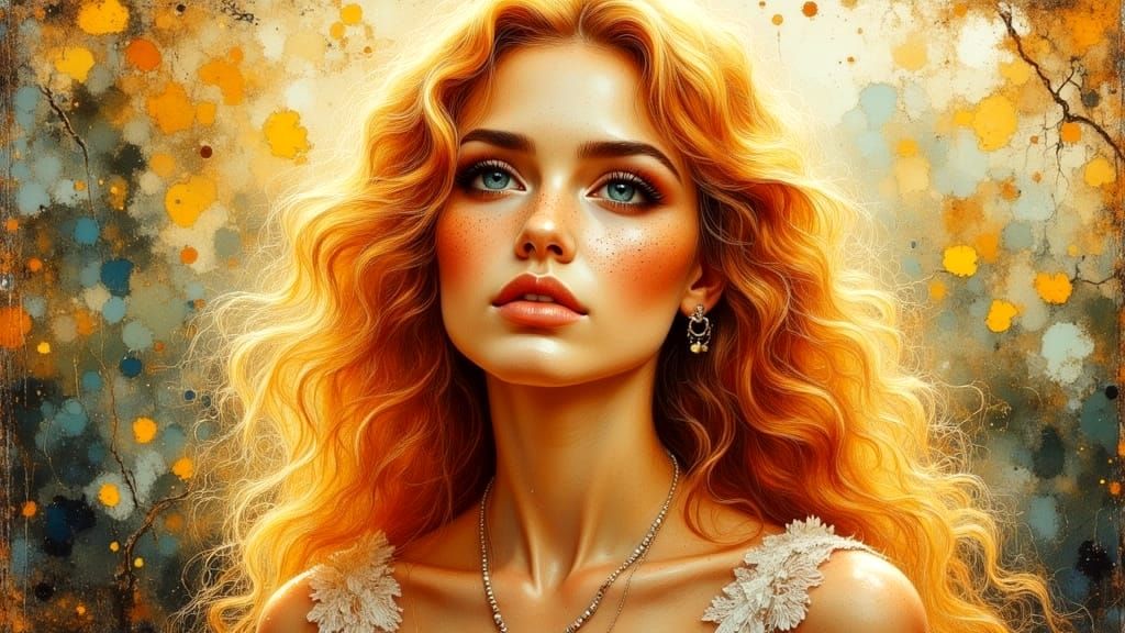 Painter Girl in Impasto Oil and Pen & Ink Style