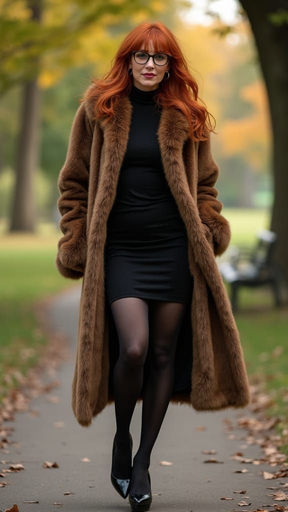 Confident Redhead Exudes Poise in Park