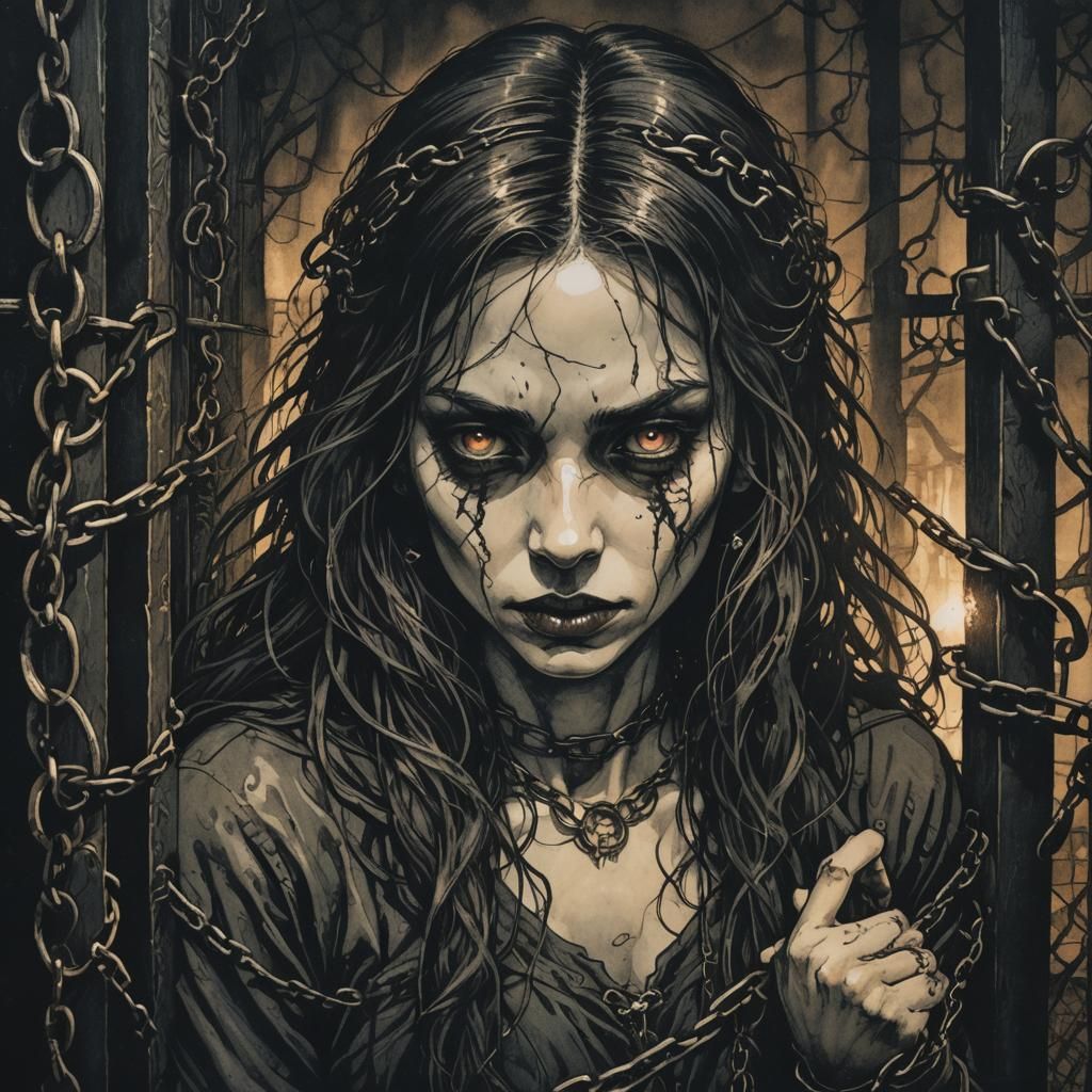Dark Fantasy Horror Portrait in Gothic Setting
