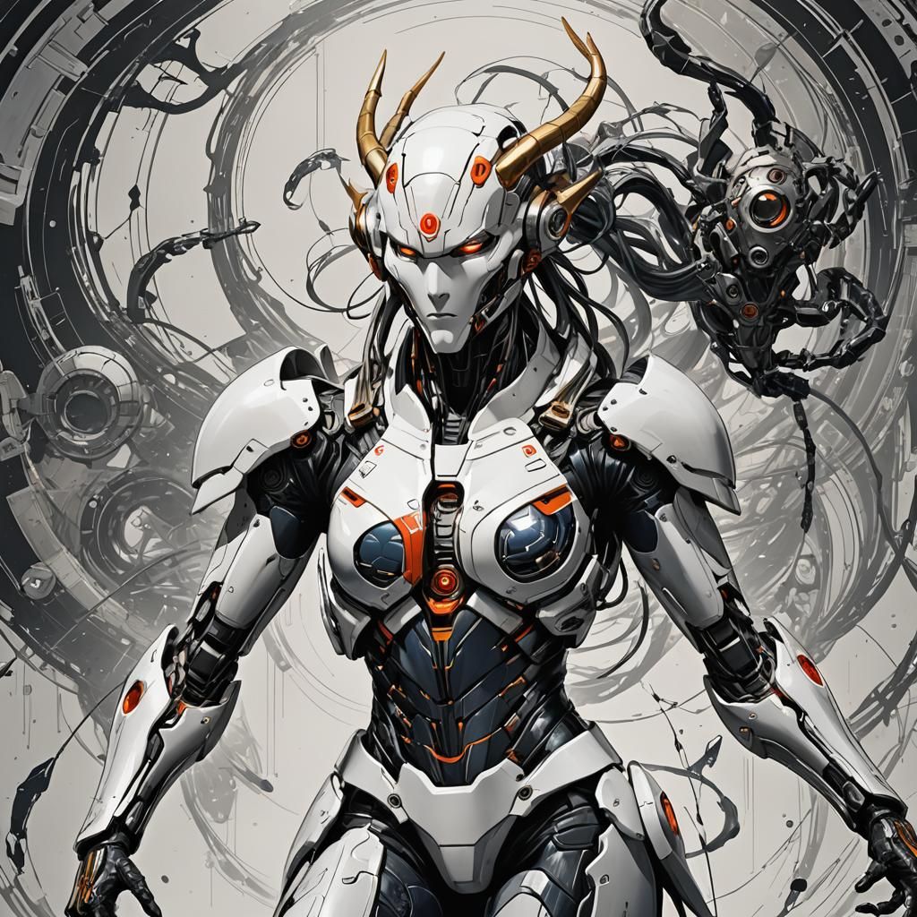 Super-Villainess on Bridge: Sci-Fi Comic Book Style