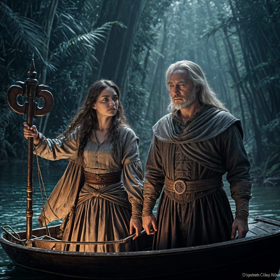 Prospero and Miranda Hold Toy Boat