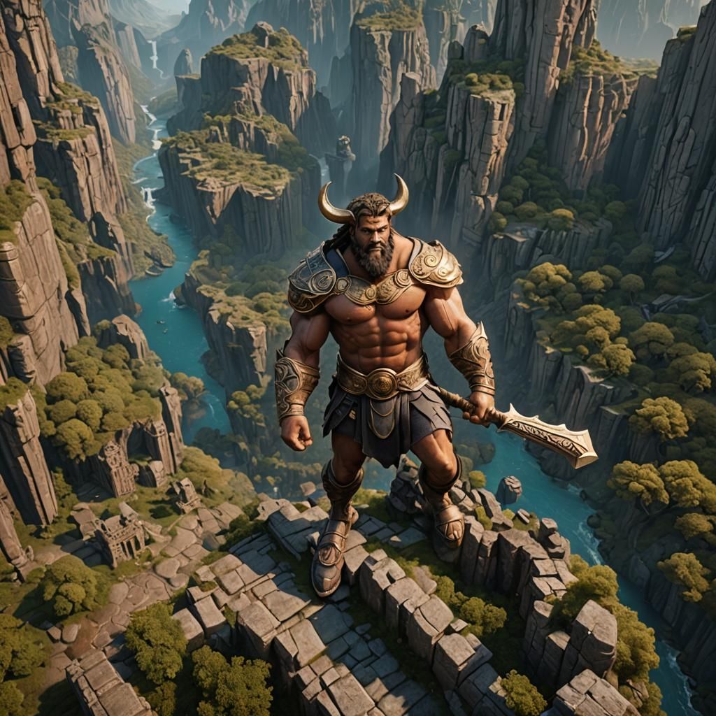 Detailed Hercules Matte Painting in Deep Color