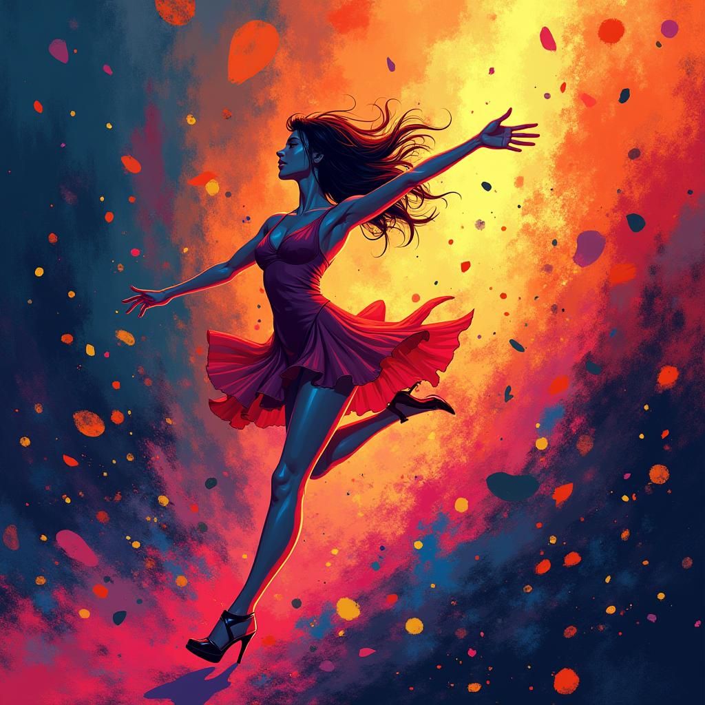 Dynamic Abstract Artwork with Anime-Inspired Lighting