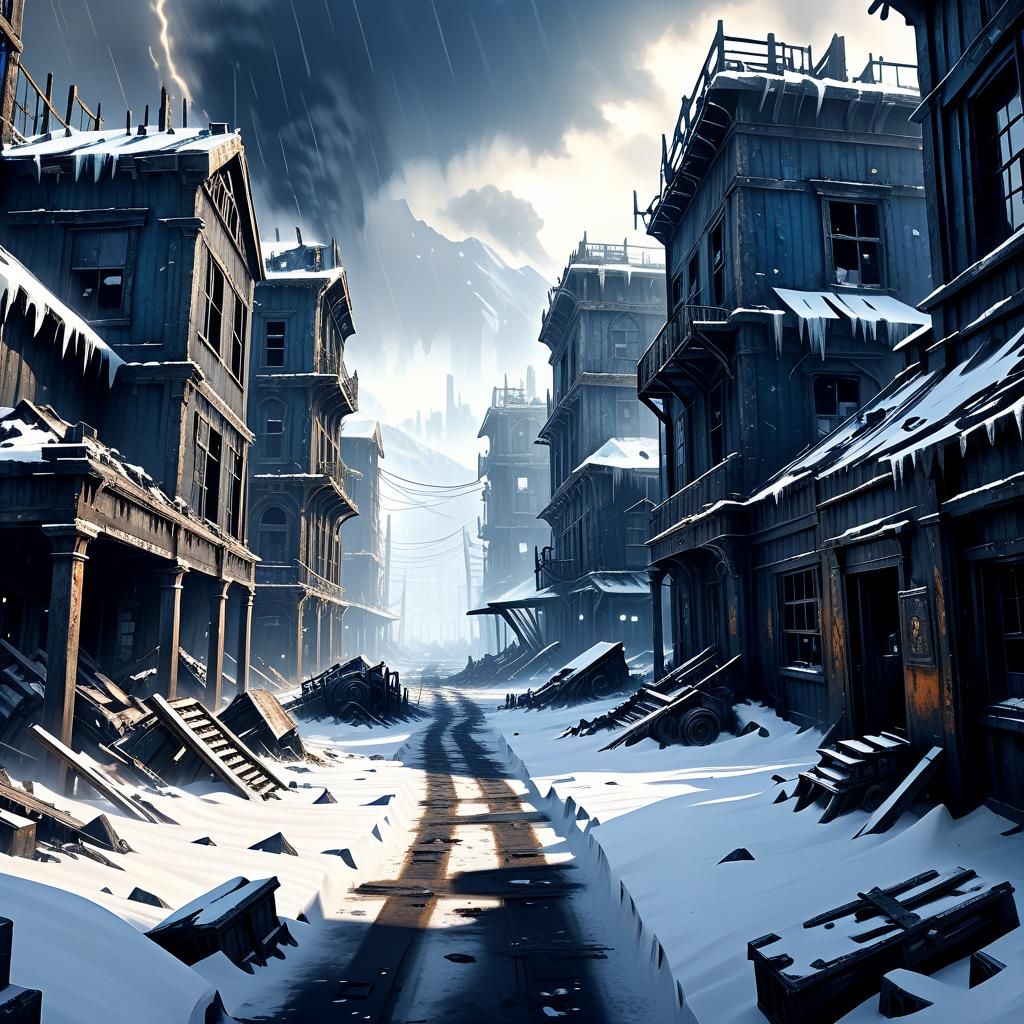 Bleak Winter Wastes in Frostpunk Style