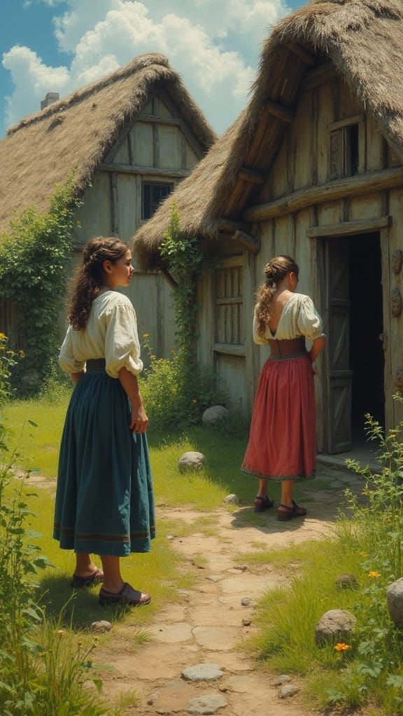 Rural Village Scene with Intense Fight