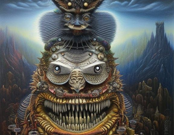 Dorky Monster Portrait in Art Nouveau Style