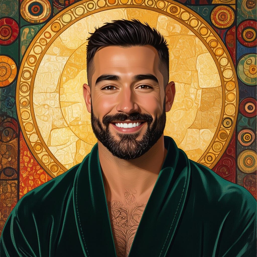 Smiling Man in Velvet Robe, Impressionist Portrait