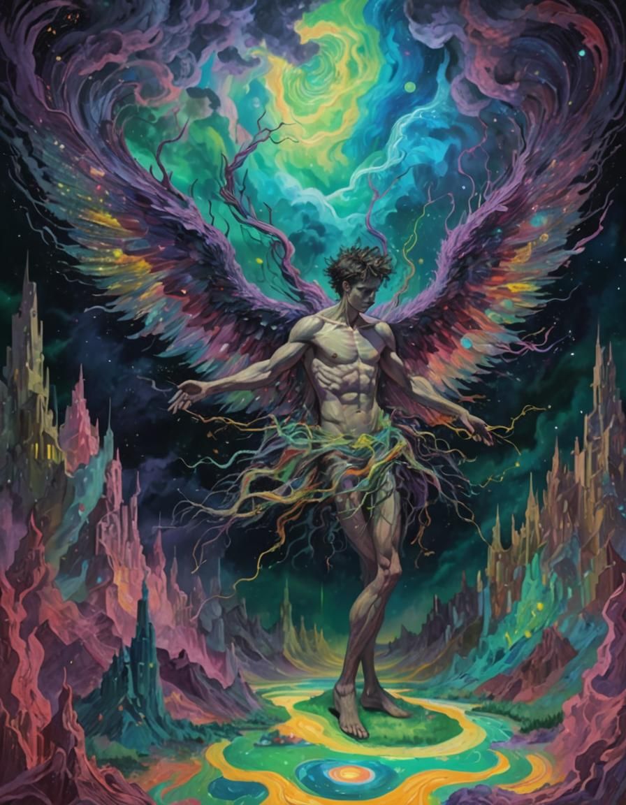 Ra Apollo in Surreal Digital Fauvist Landscape