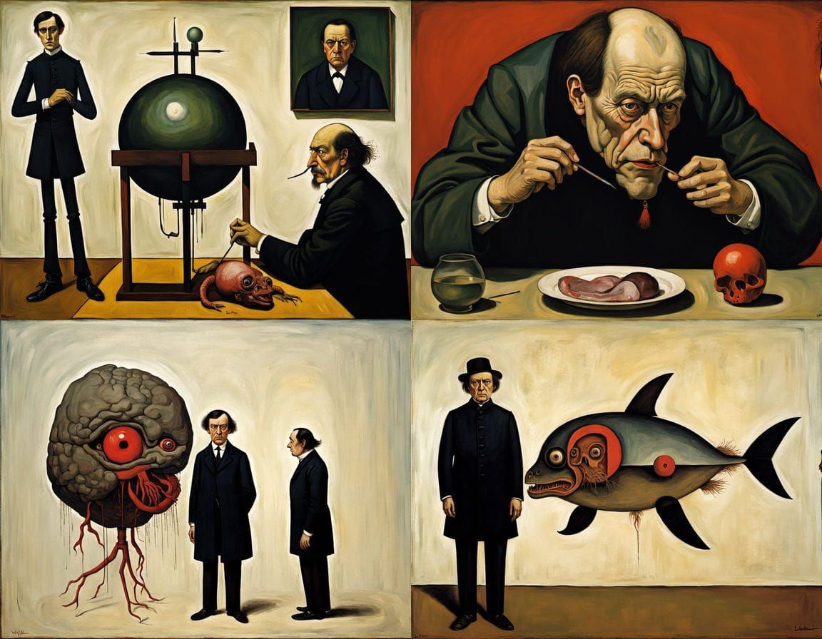 Horror Mutant Vivisection in Egon Schiele Oil Painting Style