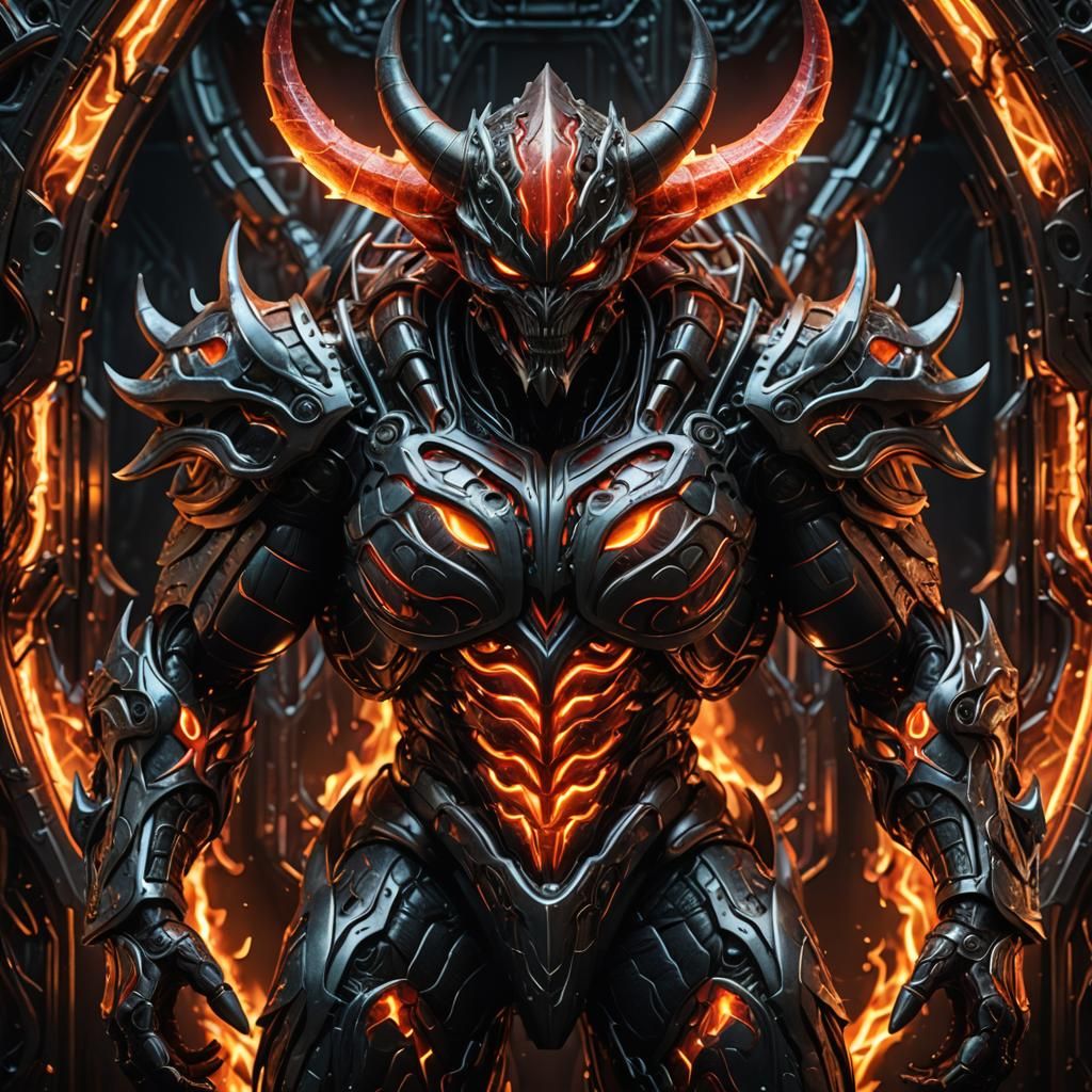 Armored Demon Formed from Organic 3D Mesh