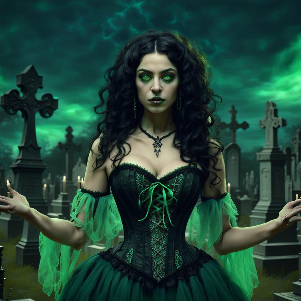 Cajun Bayou Witch Summoning Ghosts: Detailed Matte Painting