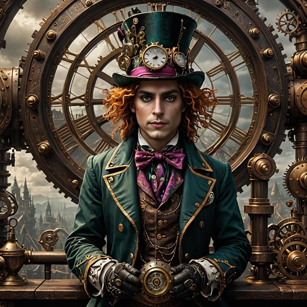 Steampunk Mad Hatter in Detailed Digital Art