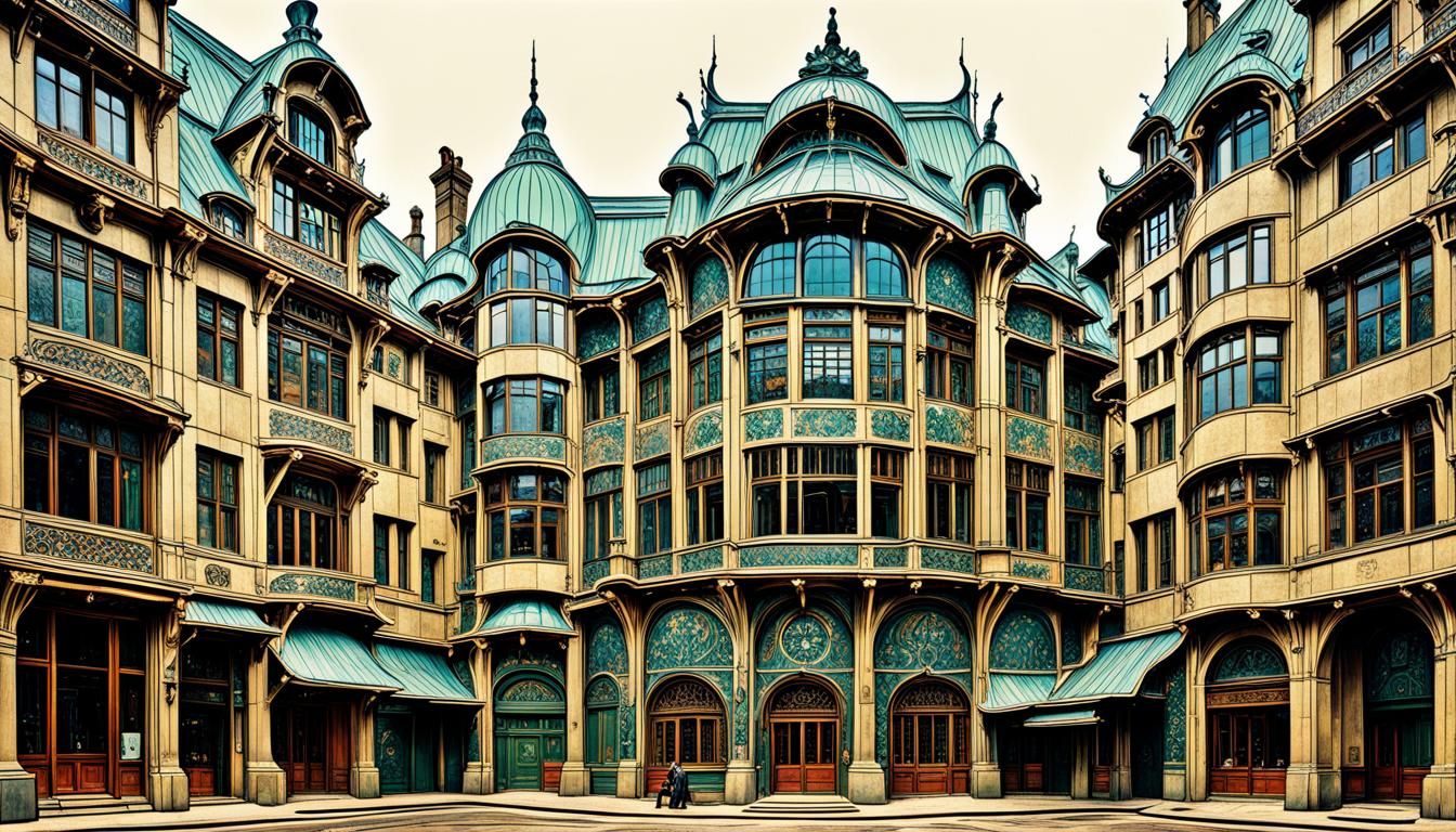 Art Nouveau City with Golden Ratio Design