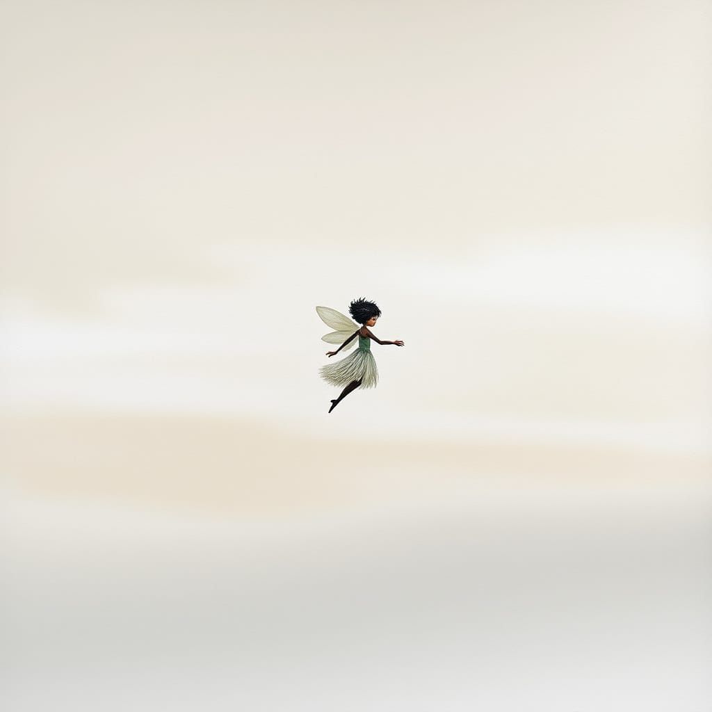 Fluffy Impasto Fairy in Painterly Sky
