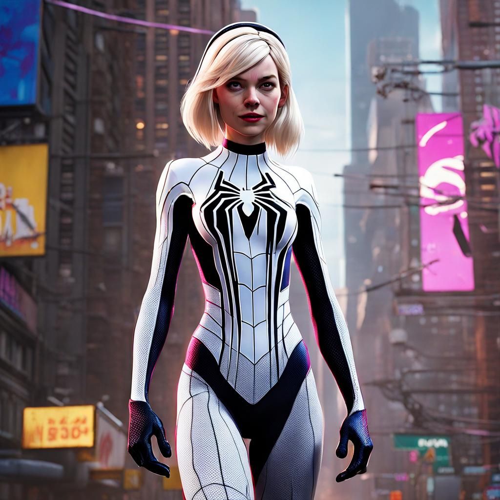 Gwen Stacy in White Spiderverse Costume