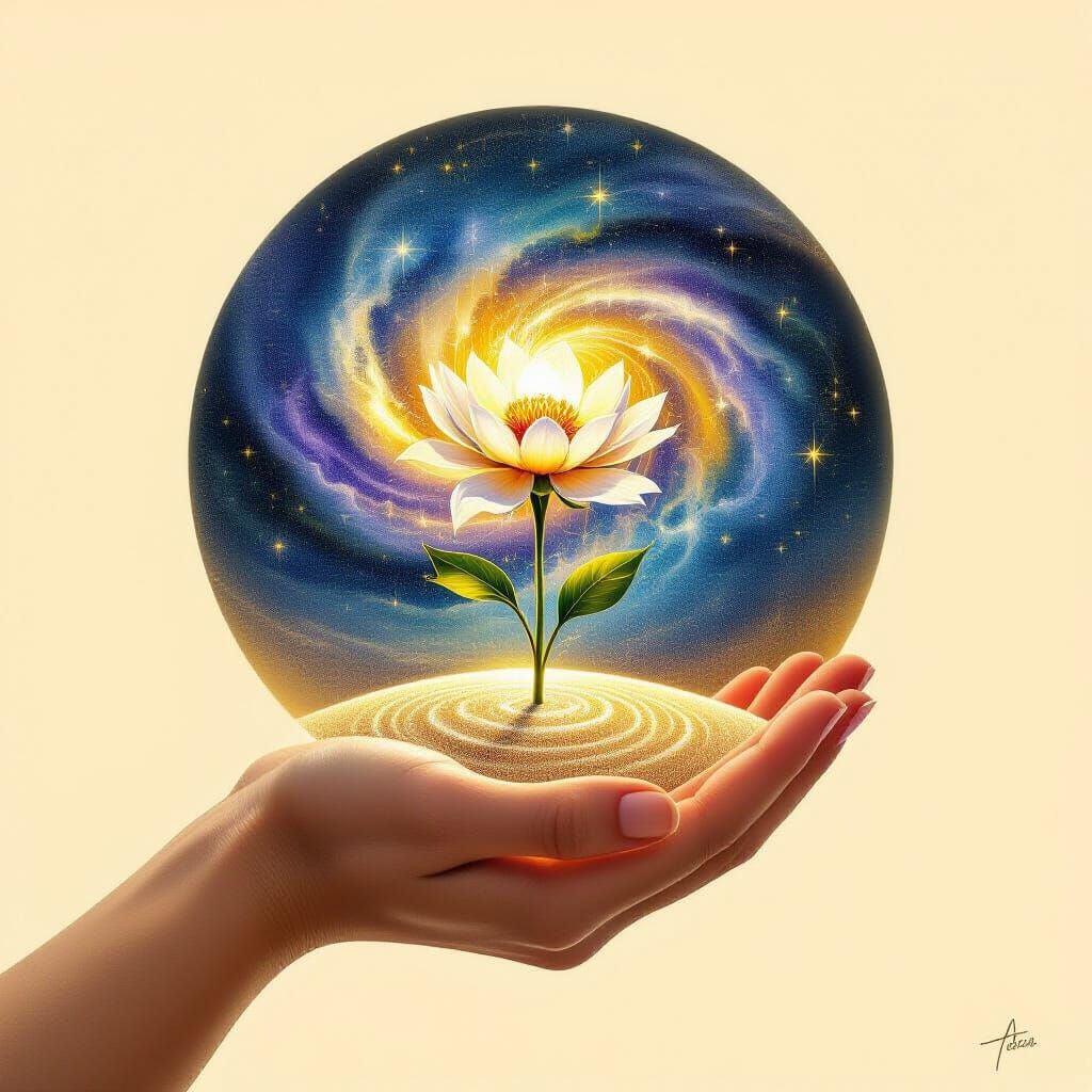 Cosmic Sand Grain and Wildflower in Blakean Visionary Style