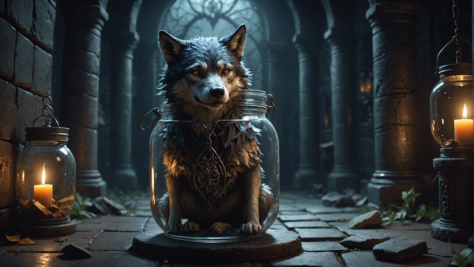 Wolf Girl Imprisoned: Fantasy Art in a Jar