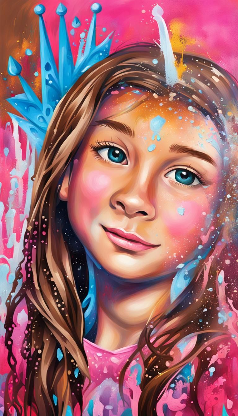 Vibrant Princess in Street Art Wonderland