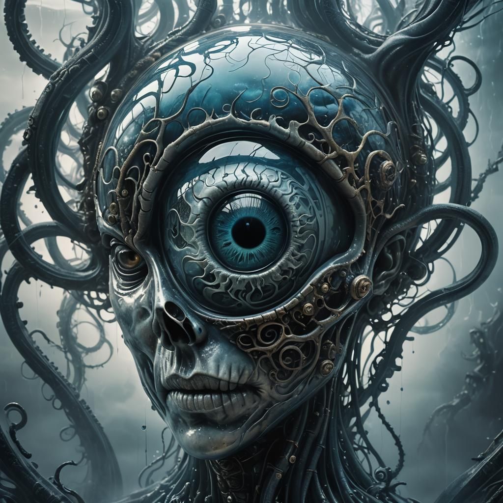 Surreal Glass 'A' with Eye and Brain